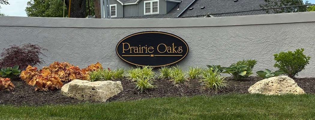 Prairie Oaks HOA main entrance at Clubhouse Drive and 123rd Street